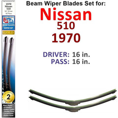 Beam Wiper Blades for 1970 Nissan 510 (Set of 2) - VirtuousWares:Global