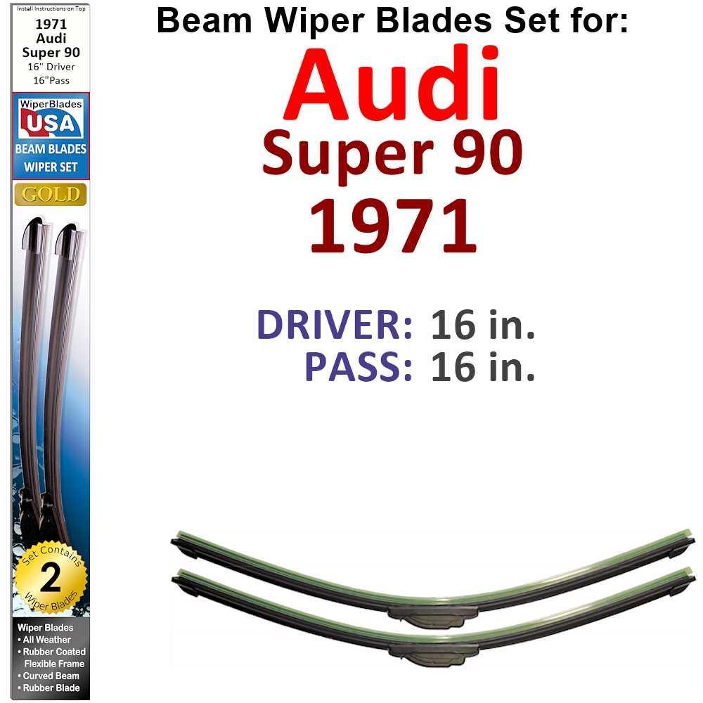 Beam Wiper Blades for 1971 Audi Super 90 (Set of 2) - VirtuousWares:Global