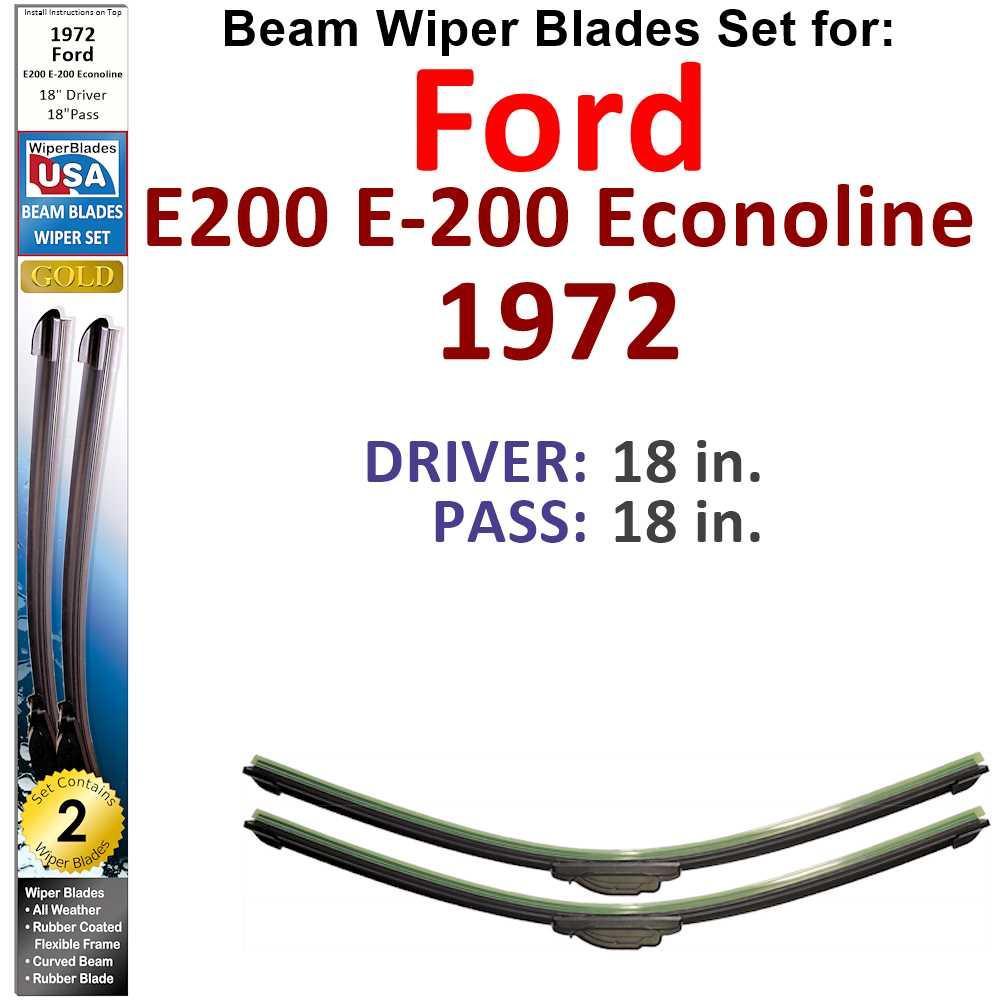 Beam Wiper Blades for 1972 Ford E200 E-200 Econoline (Set of 2) - VirtuousWares:Global