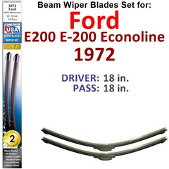 Beam Wiper Blades for 1972 Ford E200 E-200 Econoline (Set of 2) - VirtuousWares:Global