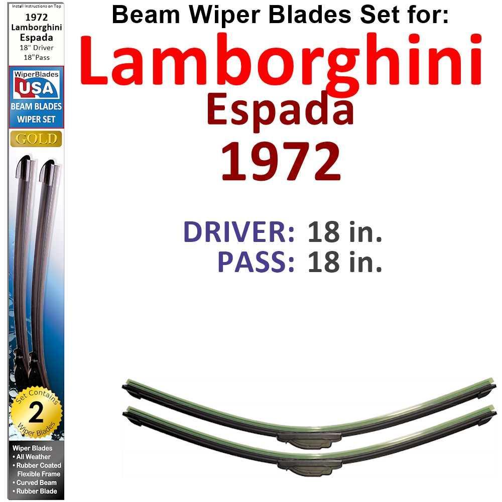 Beam Wiper Blades for 1972 Lamborghini Espada (Set of 2) - VirtuousWares:Global
