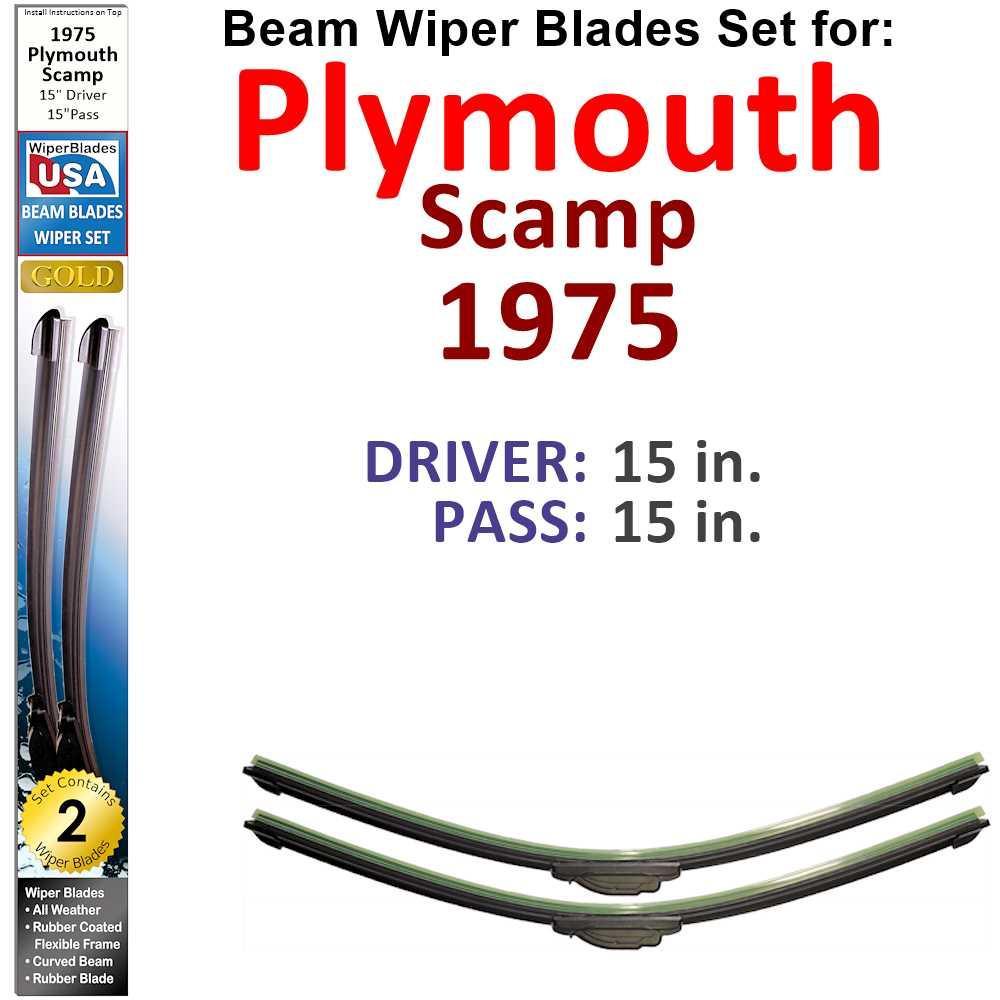 Beam Wiper Blades for 1975 Plymouth Scamp (Set of 2) - VirtuousWares:Global