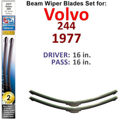 Beam Wiper Blades for 1977 Volvo 244 (Set of 2) - VirtuousWares:Global