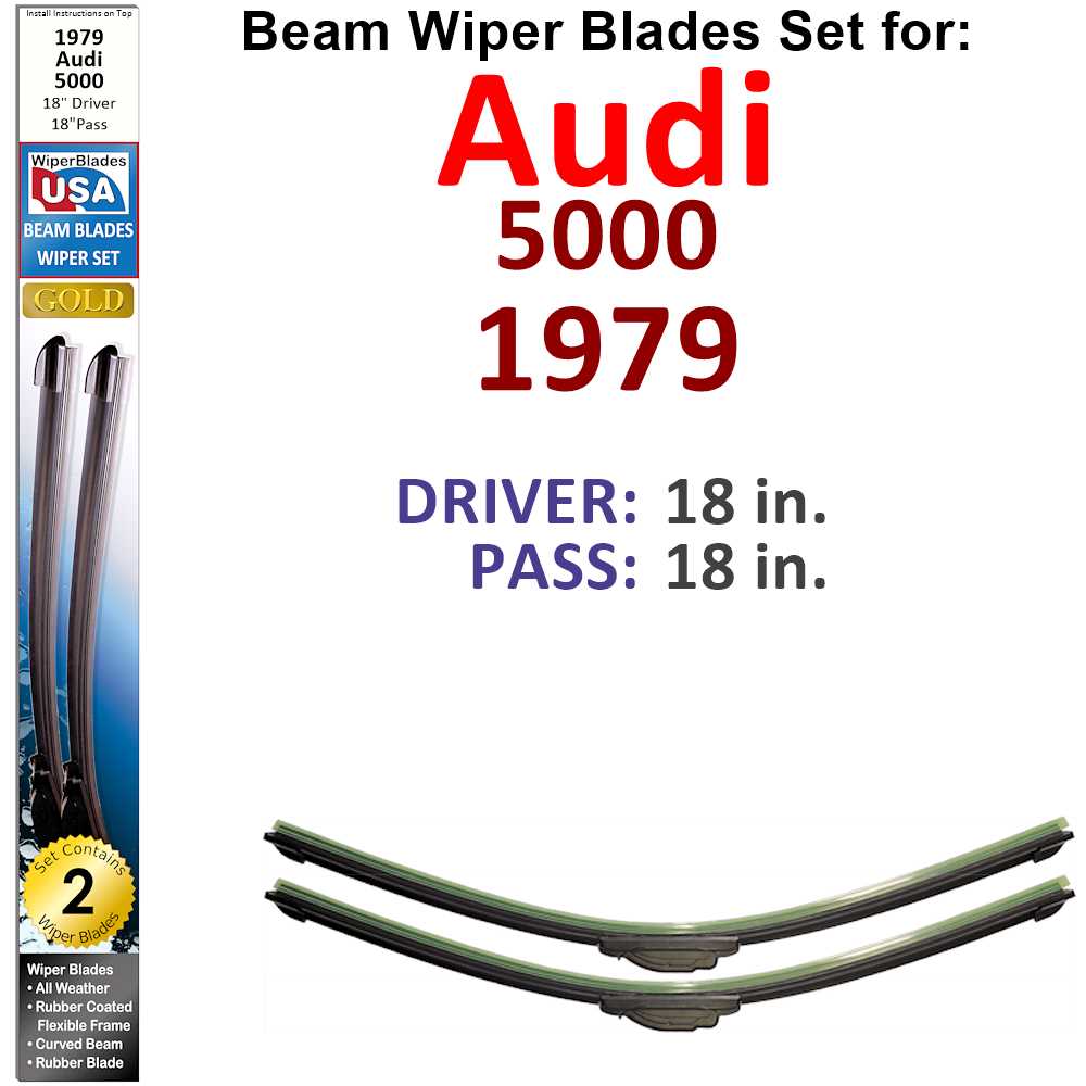 Beam Wiper Blades for 1979 Audi 5000 (Set of 2) - VirtuousWares:Global