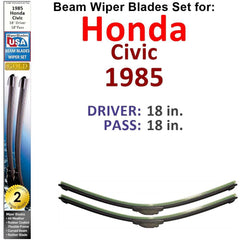 Beam Wiper Blades for 1985 Honda Civic CRX HF (Set of 2) - VirtuousWares:Global