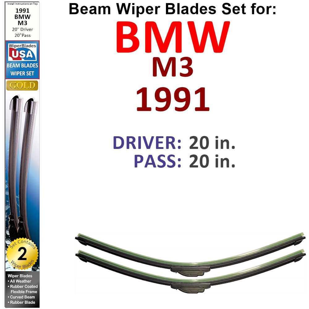 Beam Wiper Blades for 1991 BMW M3 (Set of 2) - VirtuousWares:Global