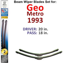 Beam Wiper Blades for 1993 Geo Metro (Set of 2) - VirtuousWares:Global