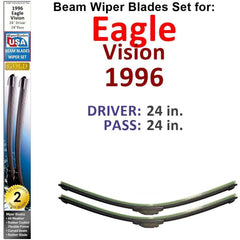Beam Wiper Blades for 1996 Eagle Vision (Set of 2) - VirtuousWares:Global