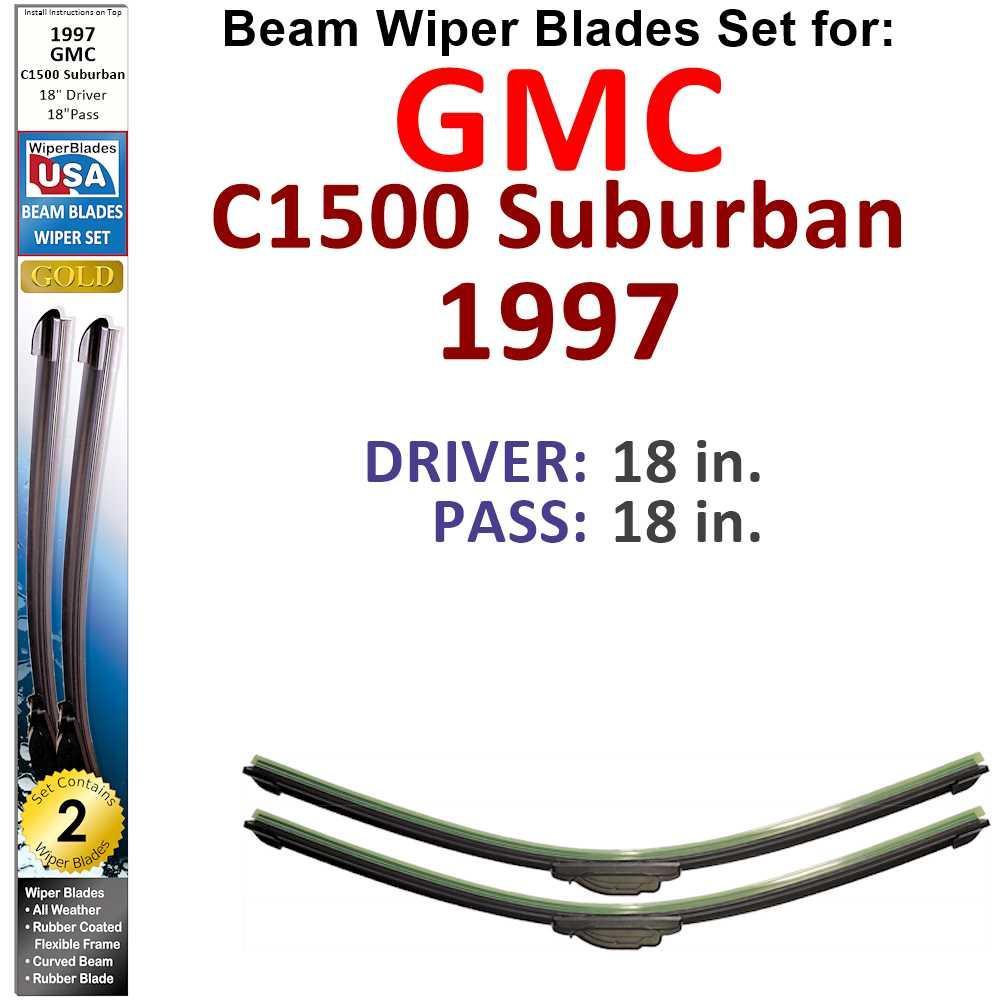 Beam Wiper Blades for 1997 GMC C1500 Suburban (Set of 2) - VirtuousWares:Global