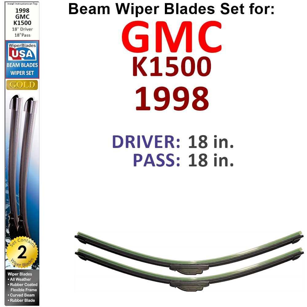 Beam Wiper Blades for 1998 GMC K1500 (Set of 2) - VirtuousWares:Global