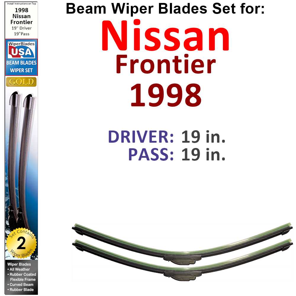 Beam Wiper Blades for 1998 Nissan Frontier (Set of 2) - VirtuousWares:Global