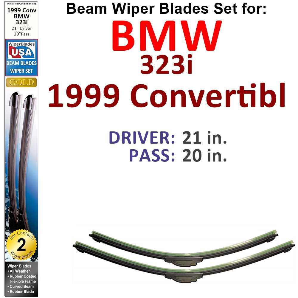 Beam Wiper Blades for 1999 BMW 323i Convertible (Set of 2) - VirtuousWares:Global