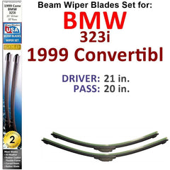 Beam Wiper Blades for 1999 BMW 323i Convertible (Set of 2) - VirtuousWares:Global