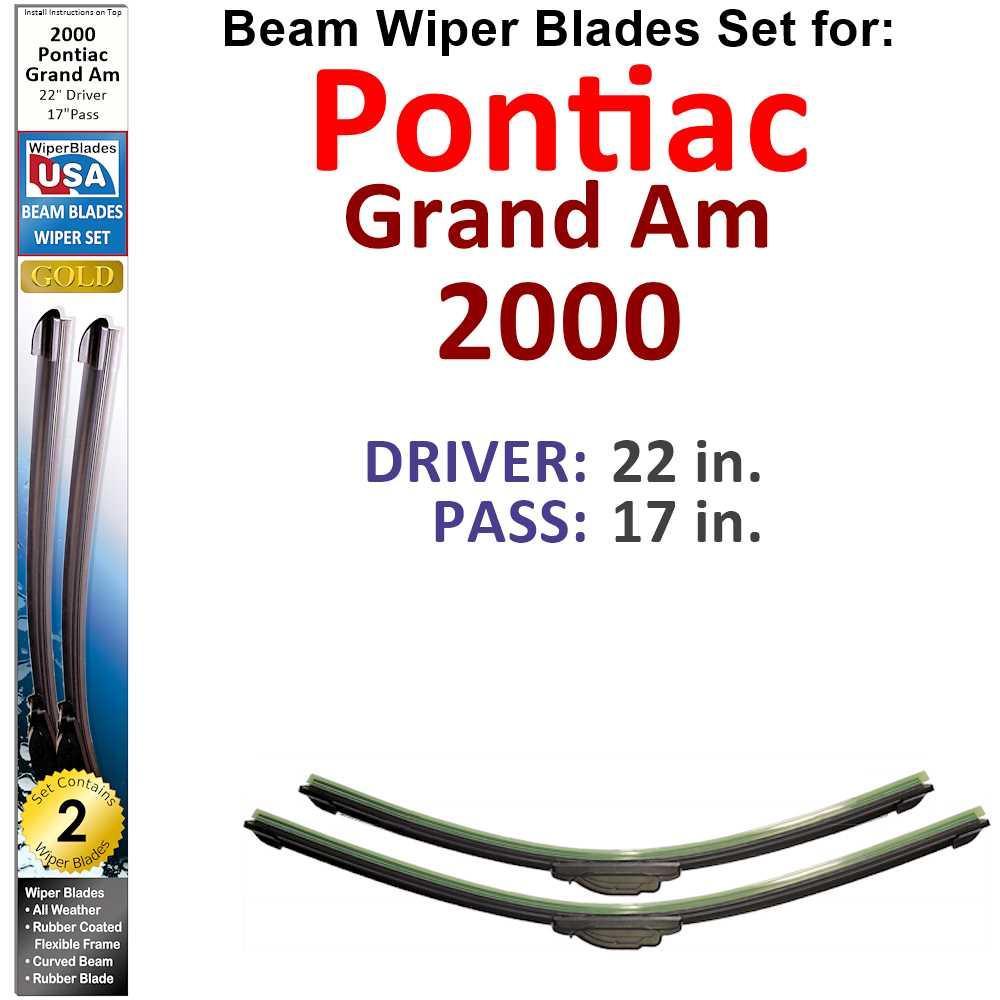 Beam Wiper Blades for 2000 Pontiac Grand Am (Set of 2) - VirtuousWares:Global