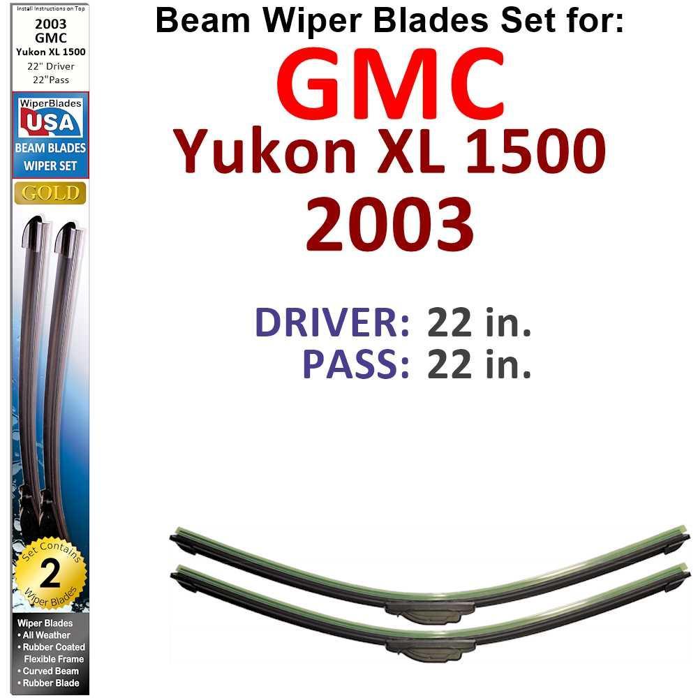 Beam Wiper Blades for 2003 GMC Yukon XL 1500 (Set of 2) - VirtuousWares:Global
