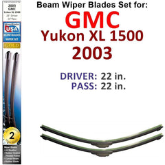 Beam Wiper Blades for 2003 GMC Yukon XL 1500 (Set of 2) - VirtuousWares:Global