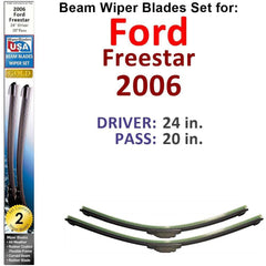 Beam Wiper Blades for 2006 Ford Freestar (Set of 2) - VirtuousWares:Global