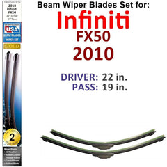 Beam Wiper Blades for 2010 Infiniti FX50 (Set of 2) - VirtuousWares:Global