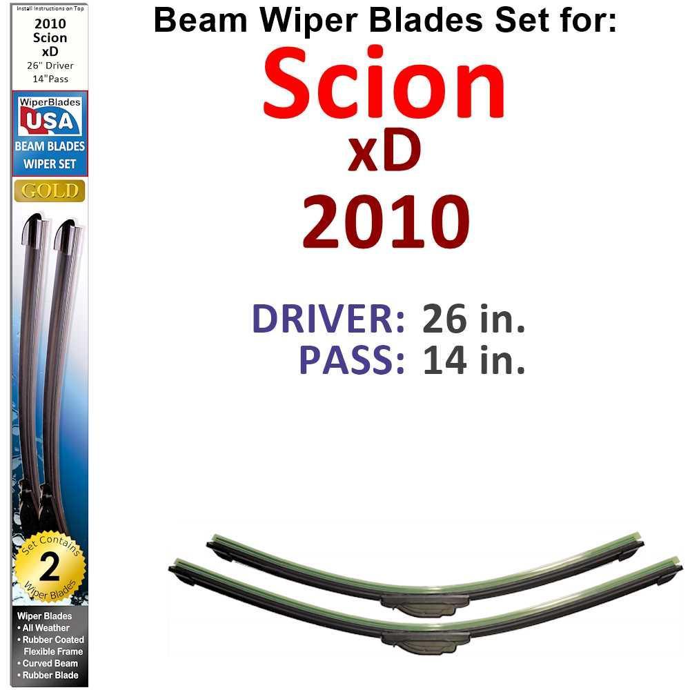 Beam Wiper Blades for 2010 Scion xD (Set of 2) - VirtuousWares:Global
