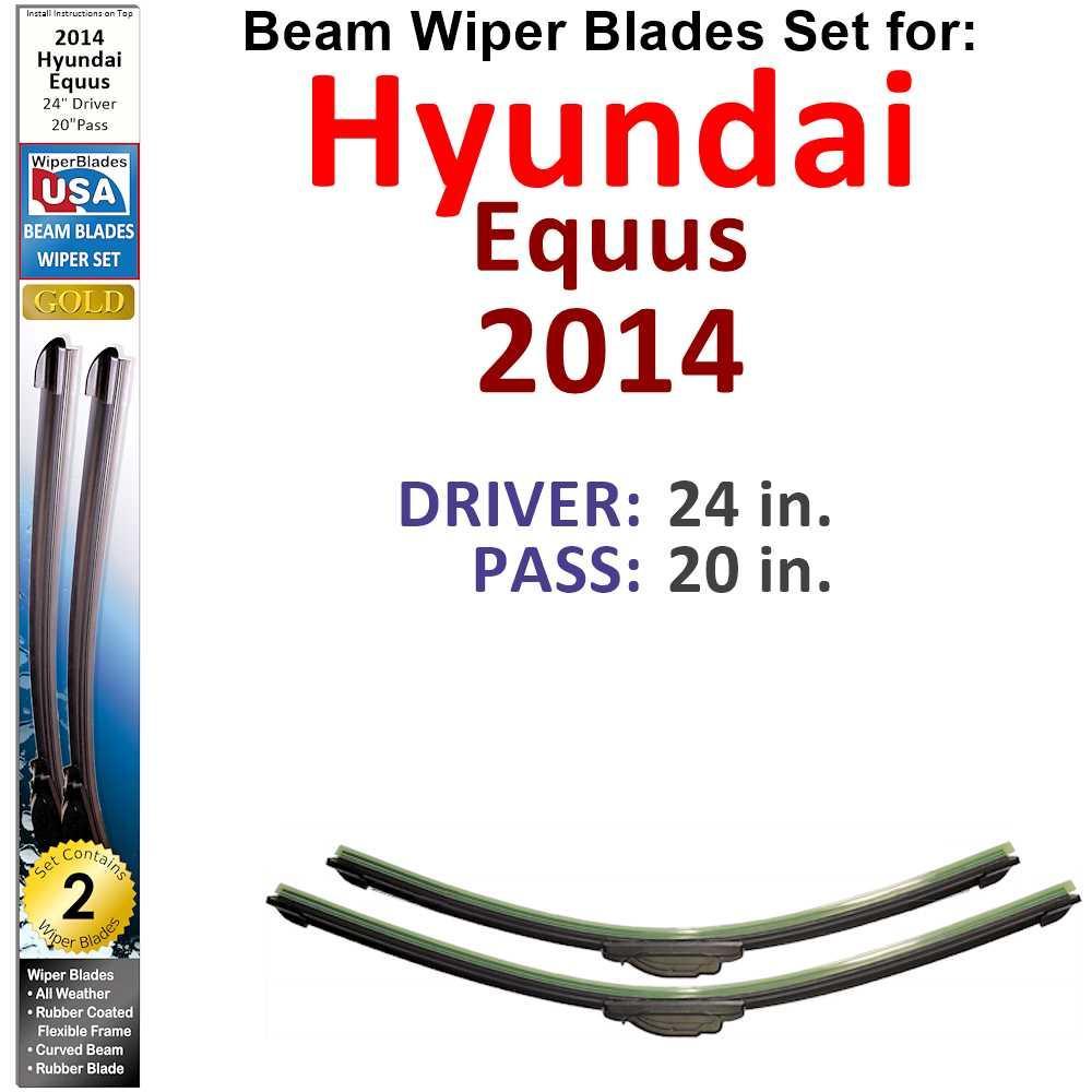 Beam Wiper Blades for 2014 Hyundai Equus (Set of 2) - VirtuousWares:Global