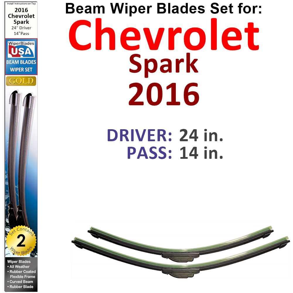 Beam Wiper Blades for 2016 Chevrolet Spark (Set of 2) - VirtuousWares:Global