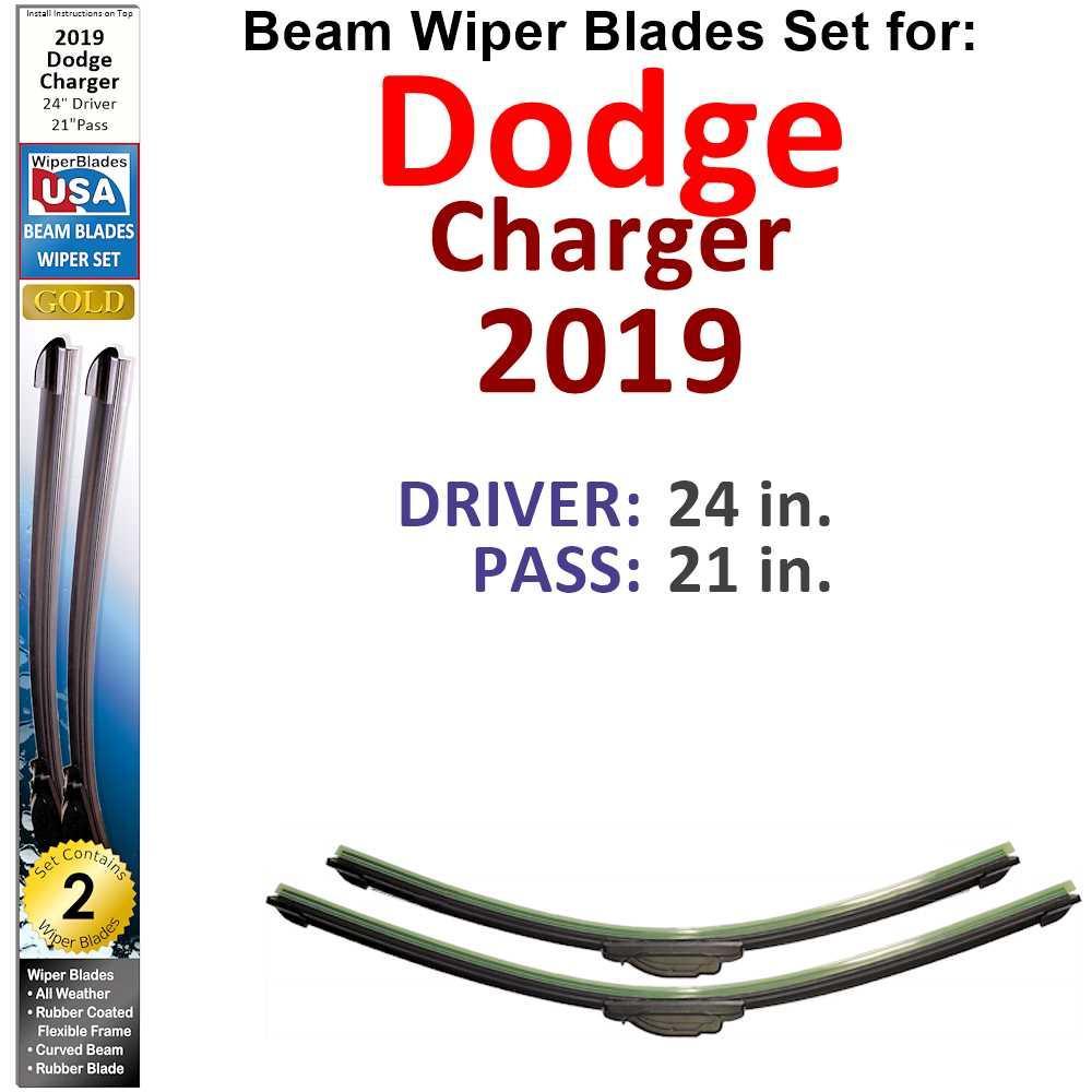 Beam Wiper Blades for 2019 Dodge Charger (Set of 2) - VirtuousWares:Global