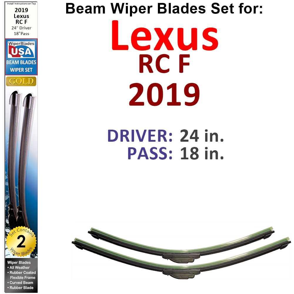 Beam Wiper Blades for 2019 Lexus RC F (Set of 2) - VirtuousWares:Global