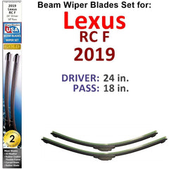 Beam Wiper Blades for 2019 Lexus RC F (Set of 2) - VirtuousWares:Global