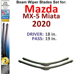 Beam Wiper Blades for 2020 Mazda MX-5 Miata (Set of 2) - VirtuousWares:Global