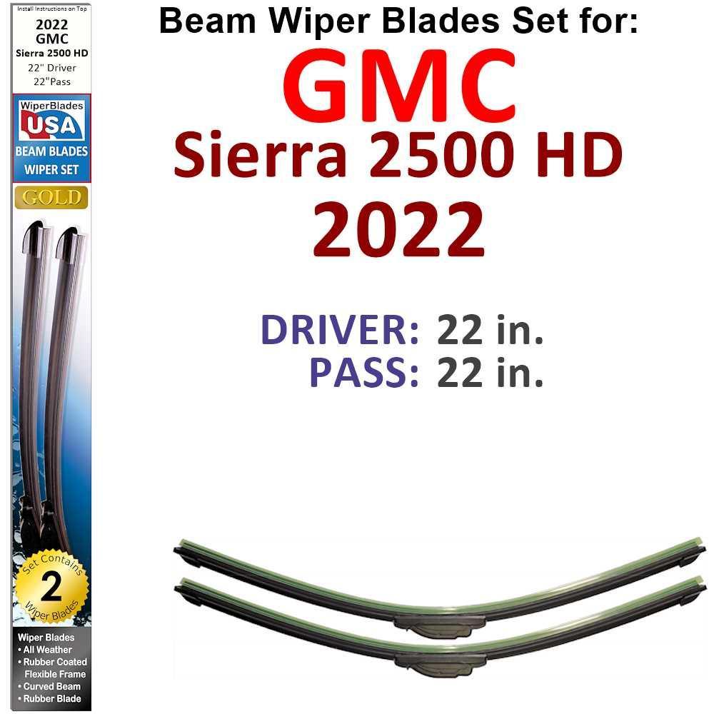 Beam Wiper Blades for 2022 GMC Sierra 2500 HD (Set of 2) - VirtuousWares:Global