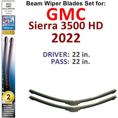 Beam Wiper Blades for 2022 GMC Sierra 3500 HD (Set of 2) - VirtuousWares:Global