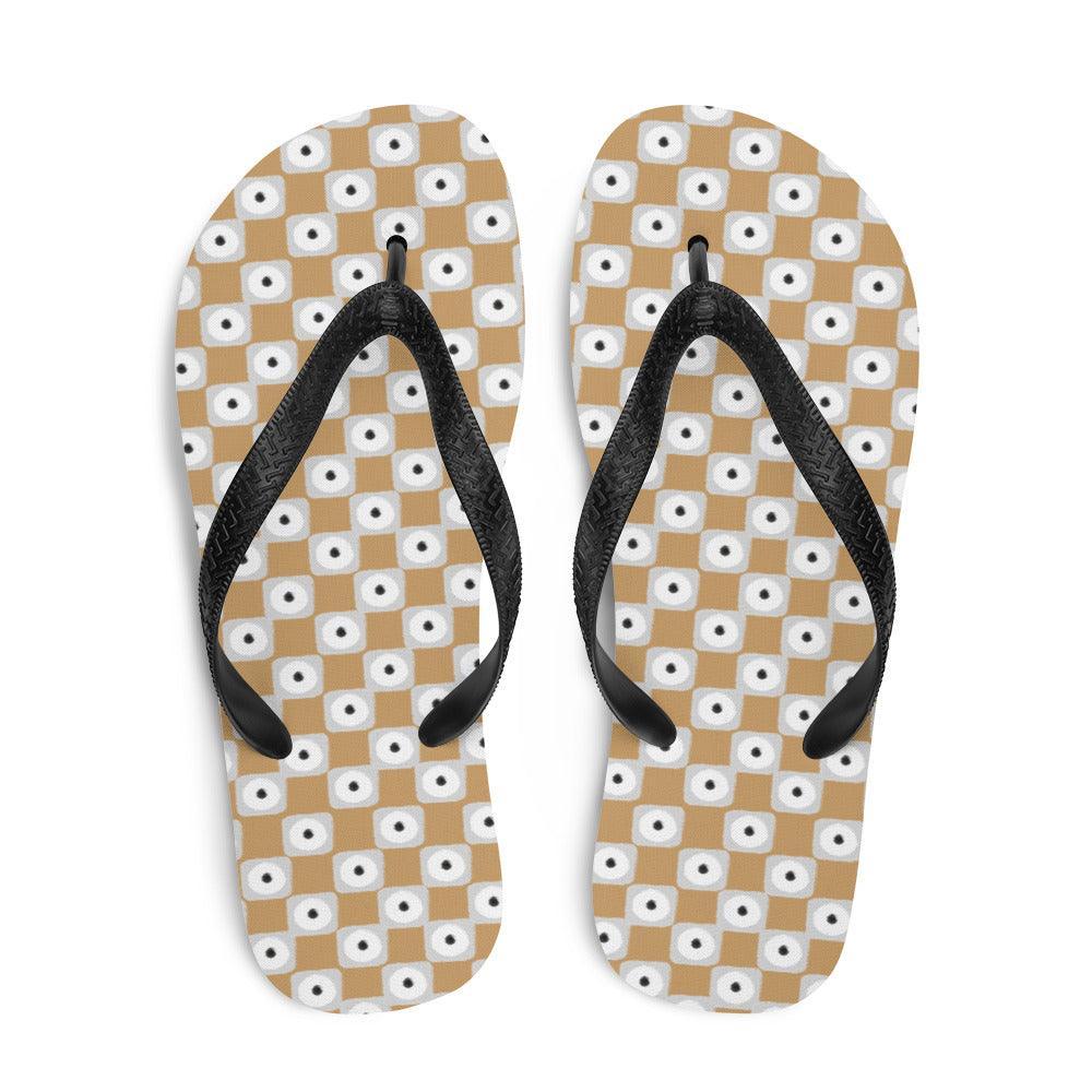 Beige and White Chequered Design. Flip-Flops - VirtuousWares:Global