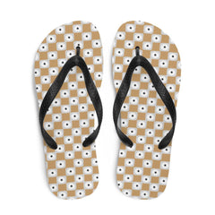 Beige and White Chequered Design. Flip-Flops - VirtuousWares:Global