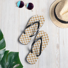 Beige and White Chequered Design. Flip-Flops - VirtuousWares:Global