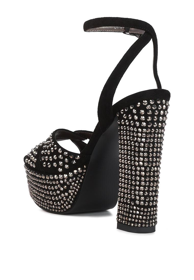 bellini heat-set diamante high block heel sandals - VirtuousWares:Global