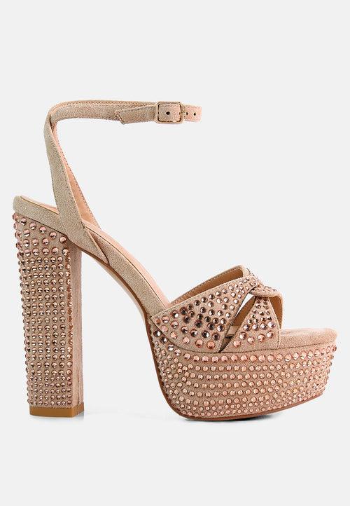 bellini heat-set diamante high block heel sandals - VirtuousWares:Global