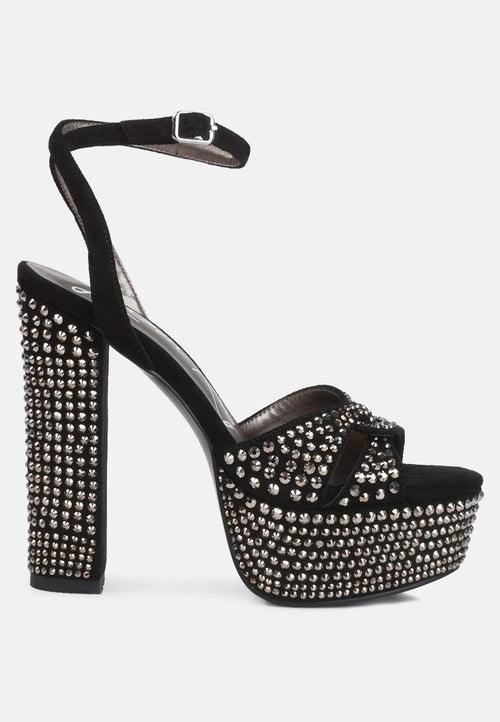 bellini heat-set diamante high block heel sandals - VirtuousWares:Global