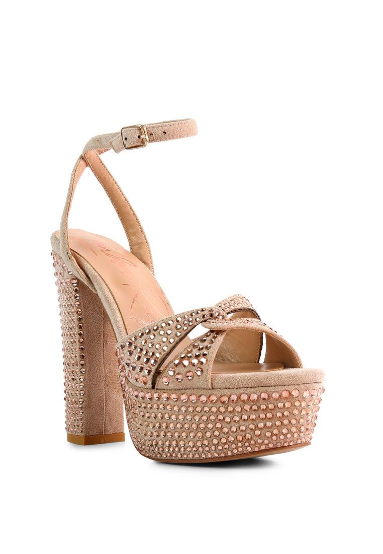 bellini heat-set diamante high block heel sandals - VirtuousWares:Global