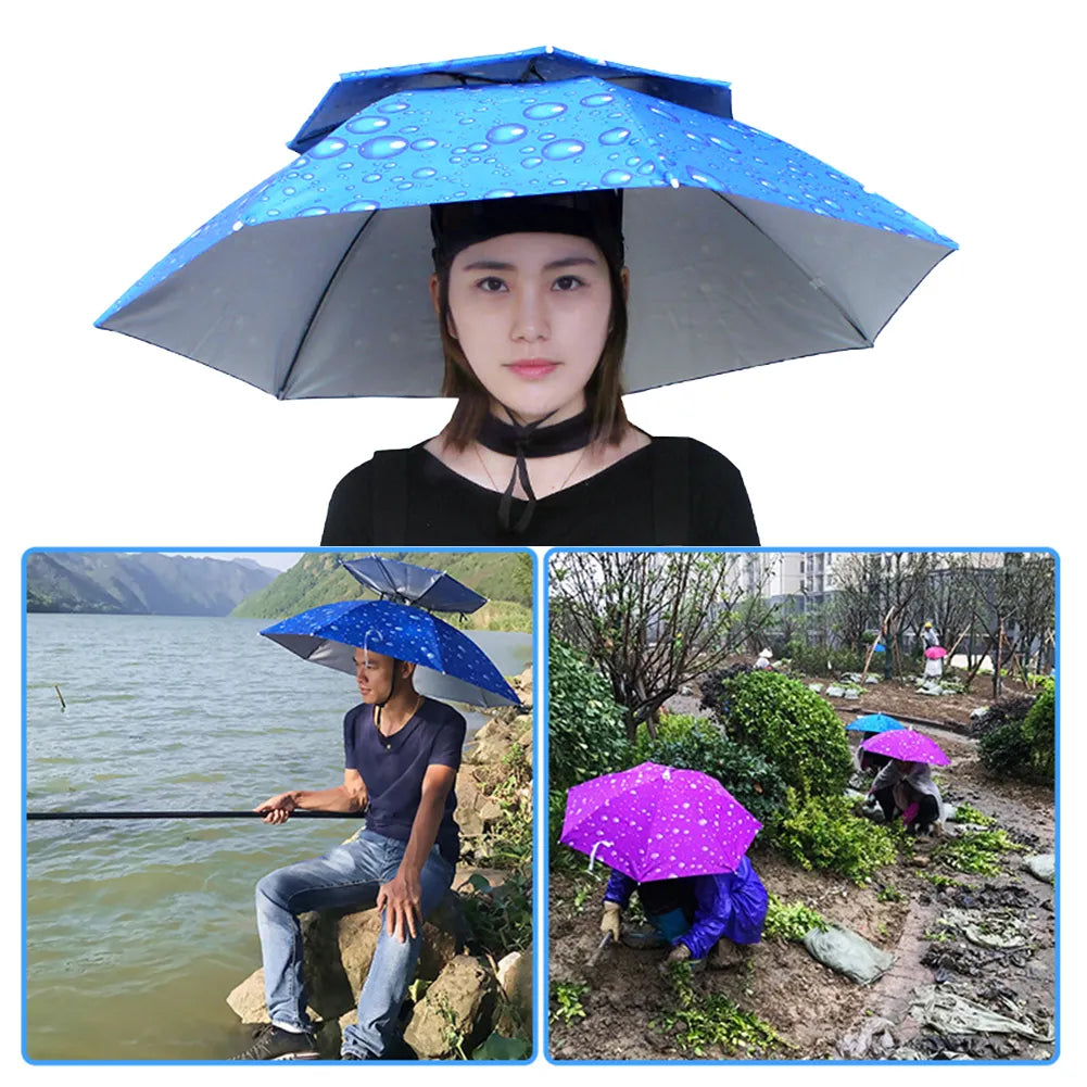 Best Portable Rain Umbrella Hat Army Green Foldable - VirtuousWares:Global