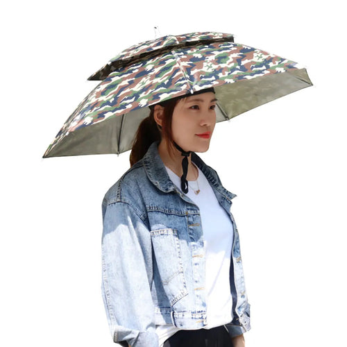 Best Portable Rain Umbrella Hat Army Green Foldable - VirtuousWares:Global