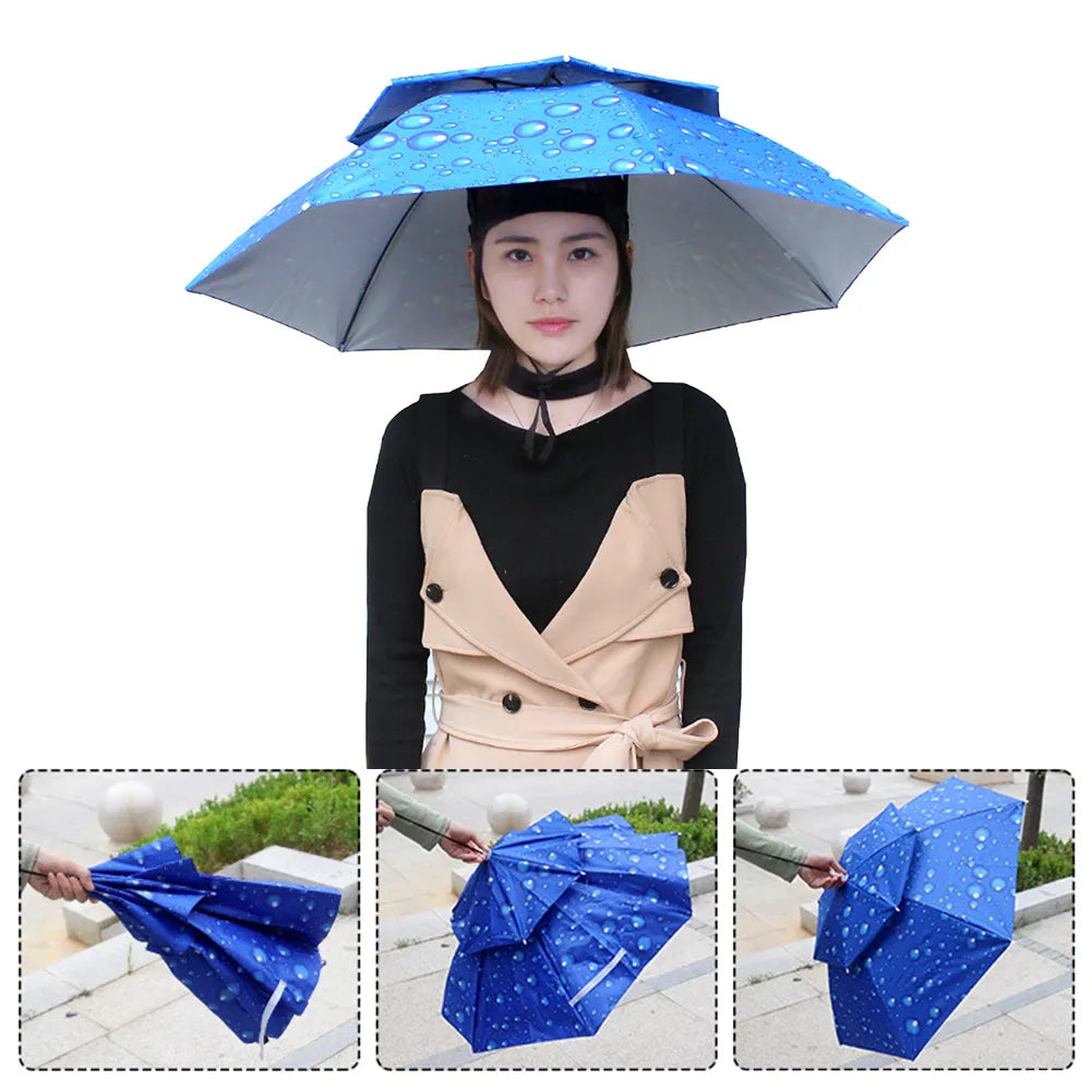 Best Portable Rain Umbrella Hat Army Green Foldable - VirtuousWares:Global