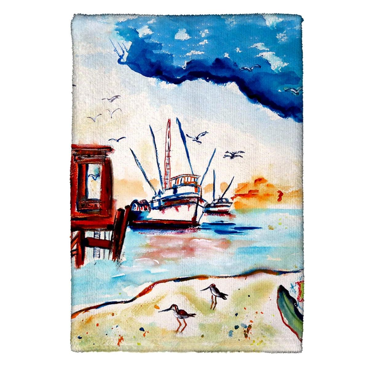 Betsy Drake KT488 Dock & Shrimp Kitchen Towel - VirtuousWares:Global