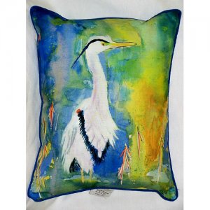 Betsy Drake ZP329 D&Bs Blue Heron Indoor & Outdoor Throw Pillow- 20 x - VirtuousWares:Global