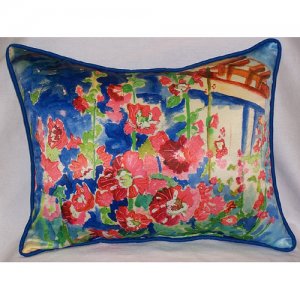 Betsy Drake ZP375 Hollyhocks Throw Pillow- 20 x 24 in. - VirtuousWares:Global