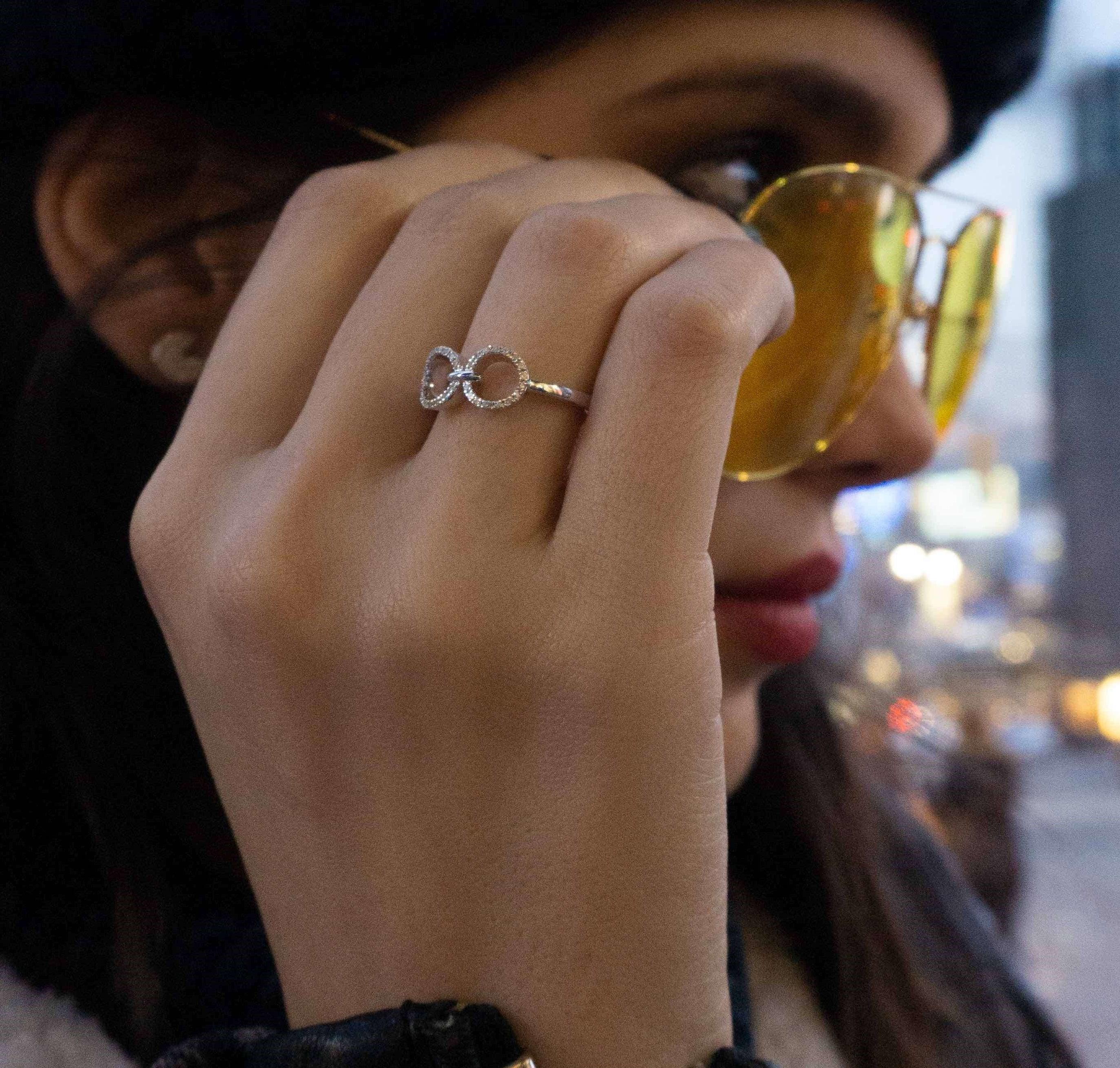 Binoculars Infinity Diamond Ring in Sterling Silver - VirtuousWares:Global