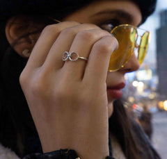 Binoculars Infinity Diamond Ring in Sterling Silver - VirtuousWares:Global