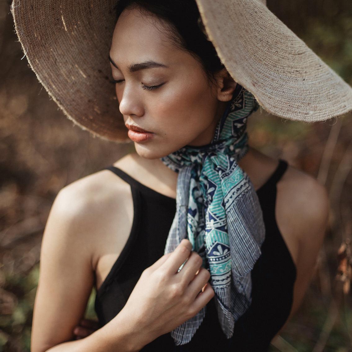 Biru Silk Batik Scarf - VirtuousWares:Global