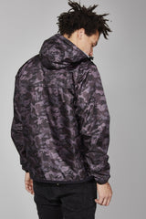 Black camo full zip packable rain jacket and windbreaker - VirtuousWares:Global