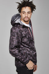 Black camo full zip packable rain jacket and windbreaker - VirtuousWares:Global