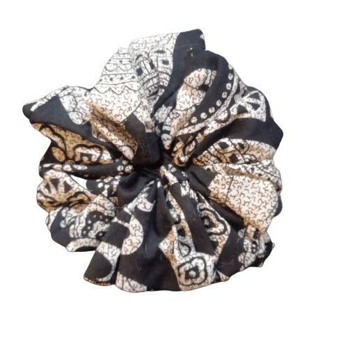 Black Elephant Paradise Hair Scrunchie Ties - VirtuousWares:Global